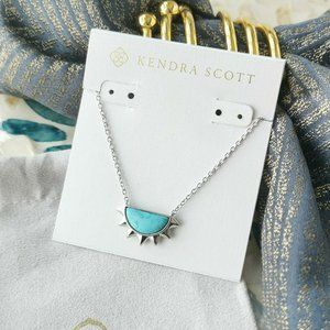 Kendra Scott Sienna Half Sun Silver Light Blue Magnesite Necklace NEW AUTHENTIC